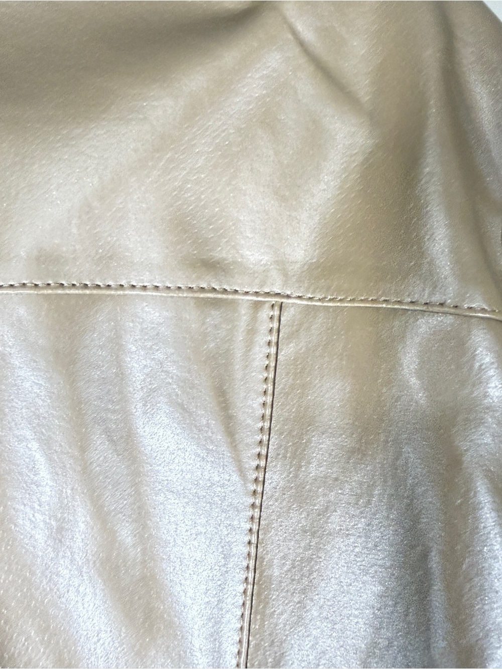 Women’s Taupe Leather Like Zip-Front Coat with Zipper Pockets - Picture 10 of 12